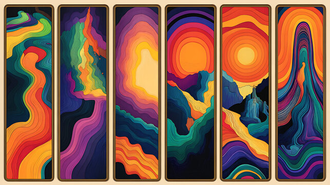 Bohemian 7o's wall art for interior decoration.