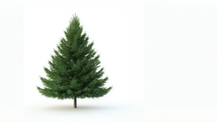 Obraz premium Dekorativer Tannenbaum auf weißem Hintergrund. Grüner Weihnachtsbaum mit dichtem Nadelwerk. Festliche Silhouette. Ideal für Weihnachtskarten, Einladungen und saisonale Designs