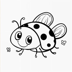Fototapeta premium Cute kawaii ladybug illustration coloring page for kids 