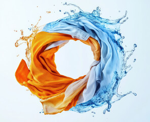 Colorful clothes spinning in fresh water splash