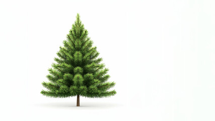 Fototapeta premium Dekorativer Tannenbaum auf weißem Hintergrund. Grüner Weihnachtsbaum mit dichtem Nadelwerk. Festliche Silhouette. Ideal für Weihnachtskarten, Einladungen und saisonale Designs