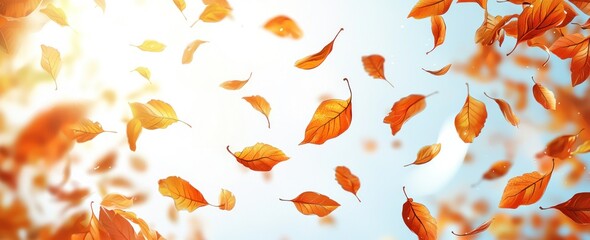 Obraz premium Falling Autumn Leaves on White Background Generative AI