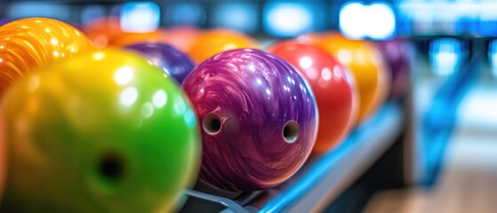 Colorful Bowling Balls on a Rack