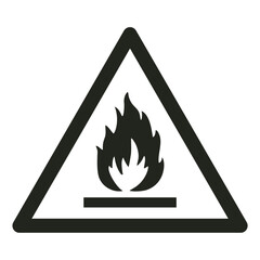 ISO warning safety signs_warning ; flammable material_symbol and pictogram only_black and white edition