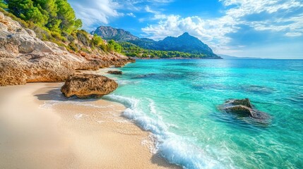 Crystal Clear Waters of a Mediterranean Beach