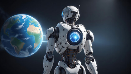robot and spaceship back to planet