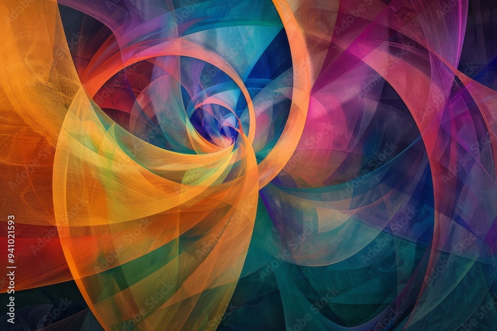 Poster an abstract artwork filled with an array of colorful shapes, creating a lively and imaginative atmos