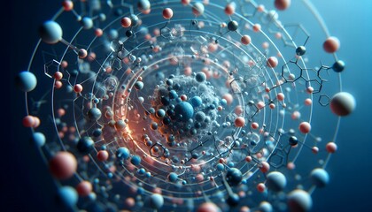 Closeup of an abstract biological and scientific molecular structure concept