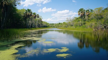 Fototapeta premium Tranquil Lagoon in Lush Jungle