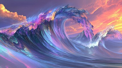 Abstract waves crashing on a digital shore