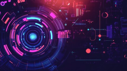 Abstract technology banner in the metaverse