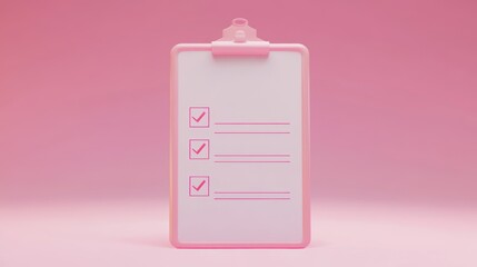 Chic clipboard with checklist and pink background, perfect for organization, productivity, and stylish planning.