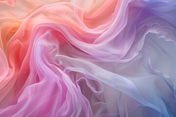 Obraz premium An elegant backdrop of colorful silk fabric, highlighting a spectrum of bright shades and soft, flowing patterns, Layers of pastel colors overlapping to create a sense of depth and harmony, 