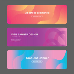 set of 3 Gradient abstract Banner ,colorful promotion web banner, Collection of horizontal  banners with pastel gradient colors, collection of gradients 