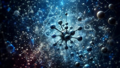 Closeup of an abstract biological and scientific molecular structure concept