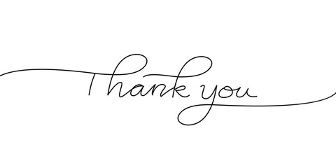 Thank You handwritten inscription Continuous thin line. One line drawing of phrase vector illustration for t-shirt, slogan design print graphics style