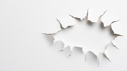 A sheet of paper with a jagged, torn edge, creating a dramatic and dynamic composition.