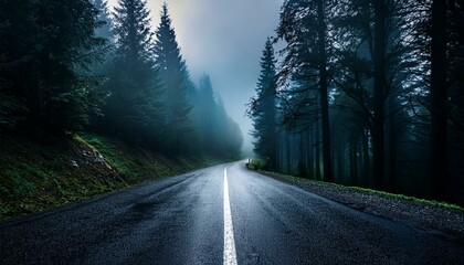 Fototapeta premium Road in dark forest