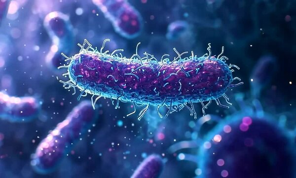 Microbiome organism, lactic acid bacteria, bacterial flora. Probiotics in human immune system. Human health and medicine concept. Abstract biological video