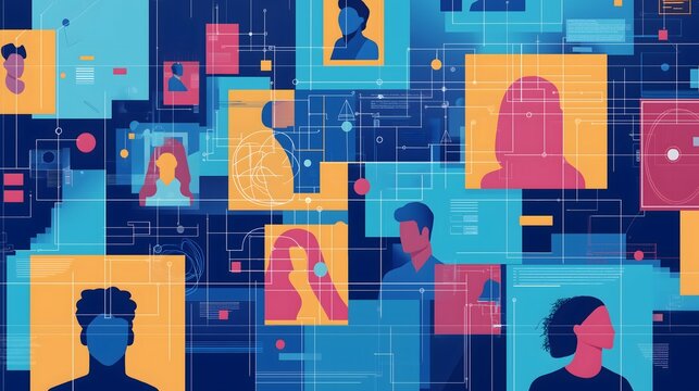 Diverse People Connected in a Digital Network