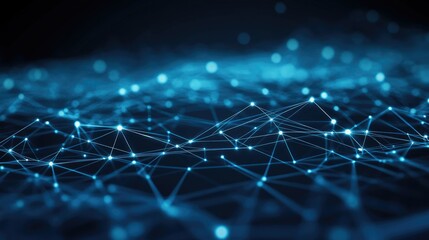 Obraz premium Abstract dark blue technical background. Technology background with line and dot particles surface