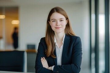 Confident Young Businesswoman in Office Setting