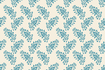 Ikat floral vintage design embroidary seamless pattern on background vector illustration.Ikat ethnic oriental embroidery traditional.Indian Ikat pattern Aztec style retro. design for texture,fabric.