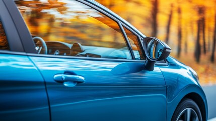 The point-of-view perspective from a driving car on a highway captures the sense of motion and travel