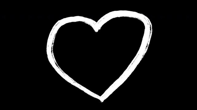 Hand drawn heart shape in sketch doodle style. Set 2d cartoon animation in color, white and black version.