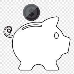 Piggy bank icon symbol shape. Money dollar saving logo sign silhouette. Vector illustration image. Isolated on white background. Eps 10.