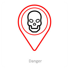 danger and location pointer icon concept