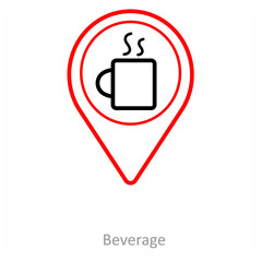 Beverage and location pointer icon concept