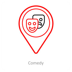 Comedy and location pointer icon concept