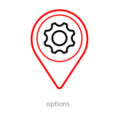 options and location pointer icon concept
