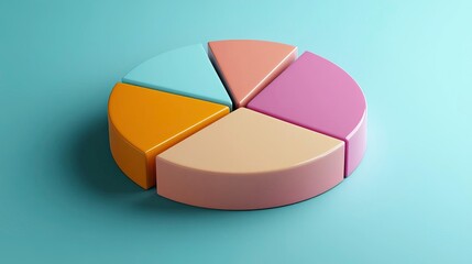 Obraz premium Colorful pie chart representing data segments, ideal for business, finance, or educational presentations and visualizations.