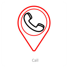 Call and location pointer icon concept