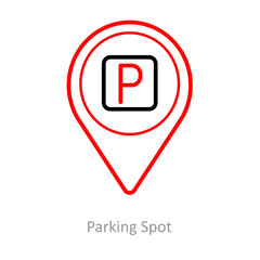 Parking spot and location pointer icon concept