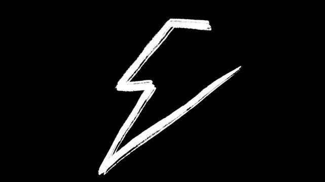 Set animation white triangle, crown, square, circle, heart, star, lighting in hand drawn sketch doodle style. Collection 2d cartoon motion elements on black background.