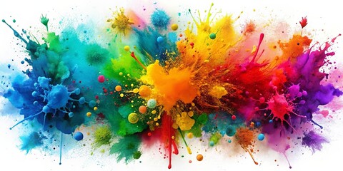 Fototapeta premium Colorful paint splatters and ink stains creating a messy watercolor effect in raw splashes