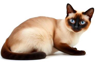 A siamese cat isolated on a white background