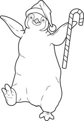 Penguin Christmas Candy cane Animal Vector Graphic Art Illustration