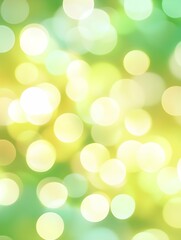 Obraz premium Abstract blurred fresh vivid spring summer light delicate pastel yellow green white bokeh background texture with bright circular soft color lights. Beautiful backdrop illustration