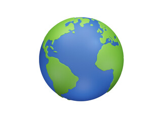 A simple, colorful globe representing Earth, highlighting continents and oceans, symbolizing global connectivity and environmental awareness.