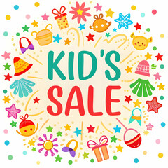 kids sale is on the colorful letters