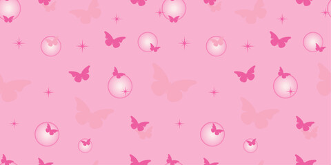 Butterfly in Seamless Pink Pattern