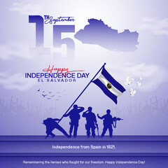 El Salvador Independence Day creative social media post free template