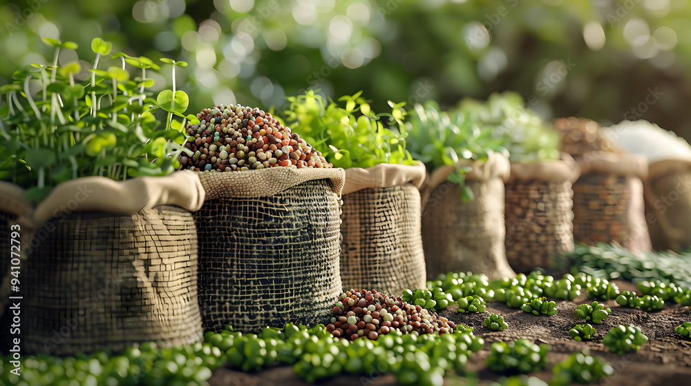 Wall mural Organic seeds, packed in eco-friendly pouches