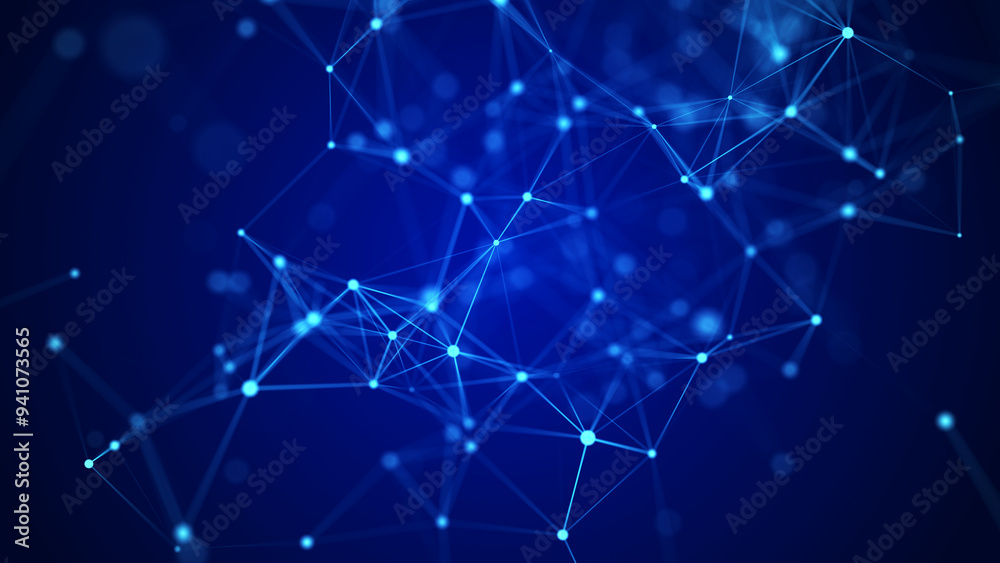 Poster modern design of network connection structure. abstract background with interlacing dots and lines. 