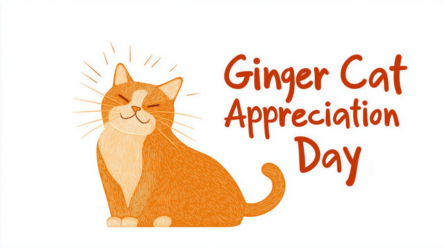 Celebrate Ginger Cat Appreciation Day with a minimalist outline of a playful ginger cat and elegant text design