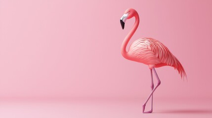 Pink Flamingo on a Pink Background.